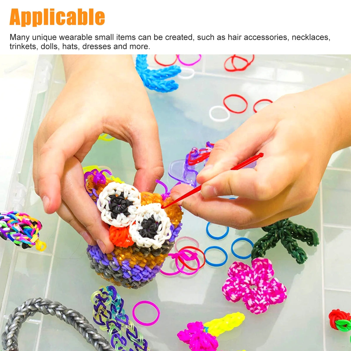 2069pcs Loom Bands Kit 28 Colors Rubber Bands Bracelets Making Kit with Accessory Y8178