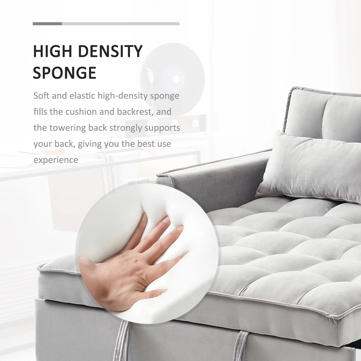55.5'' Velvet Convertible Sleeper Sofa Bed N881773