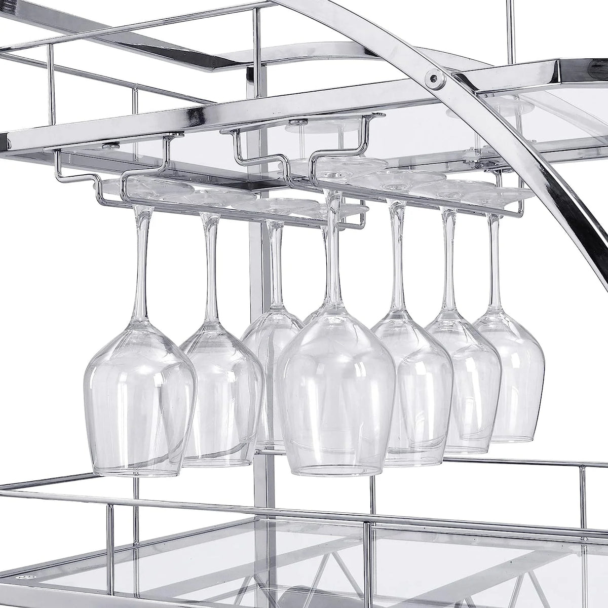3-Tier Metal Mobile Bar Cart with Wheels & Wine Rack E839