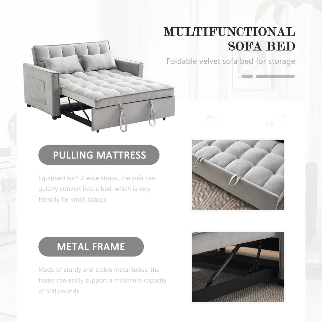 55.5'' Velvet Convertible Sleeper Sofa Bed N881773