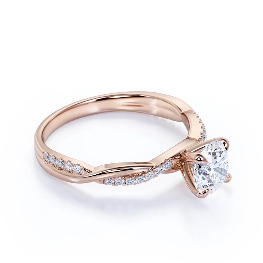1 Carat Round Cut Moissanite Engagement Ring B4412