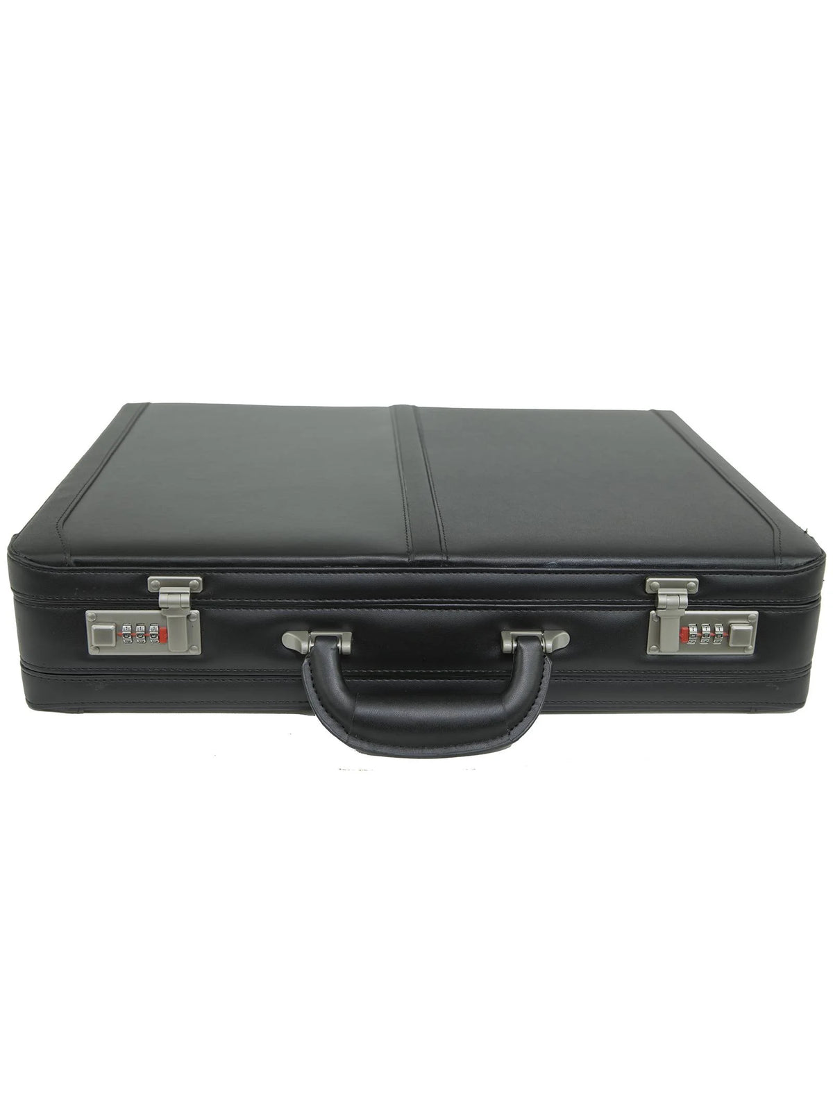 Expandable Leather Attache Briefcase Combination Locks Hard Case Z89157