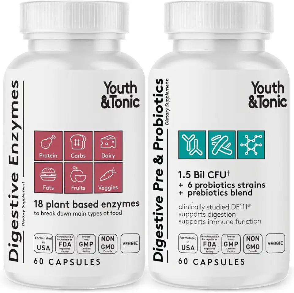 Digestive Supplement with Enzymes Probiotics & Prebiotics, 120 Pills E671