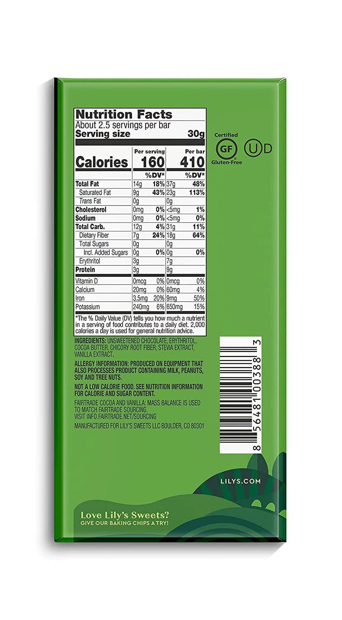 85% Dark Chocolate Bar 2.8 oz Pack of 4 R4859