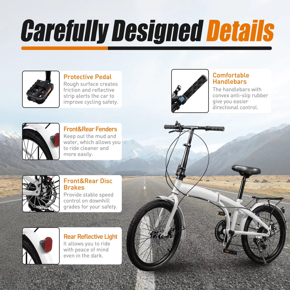 20-inch Wheels 7 Speed Folding Bike High Carbon Steel Bicycle R615590
