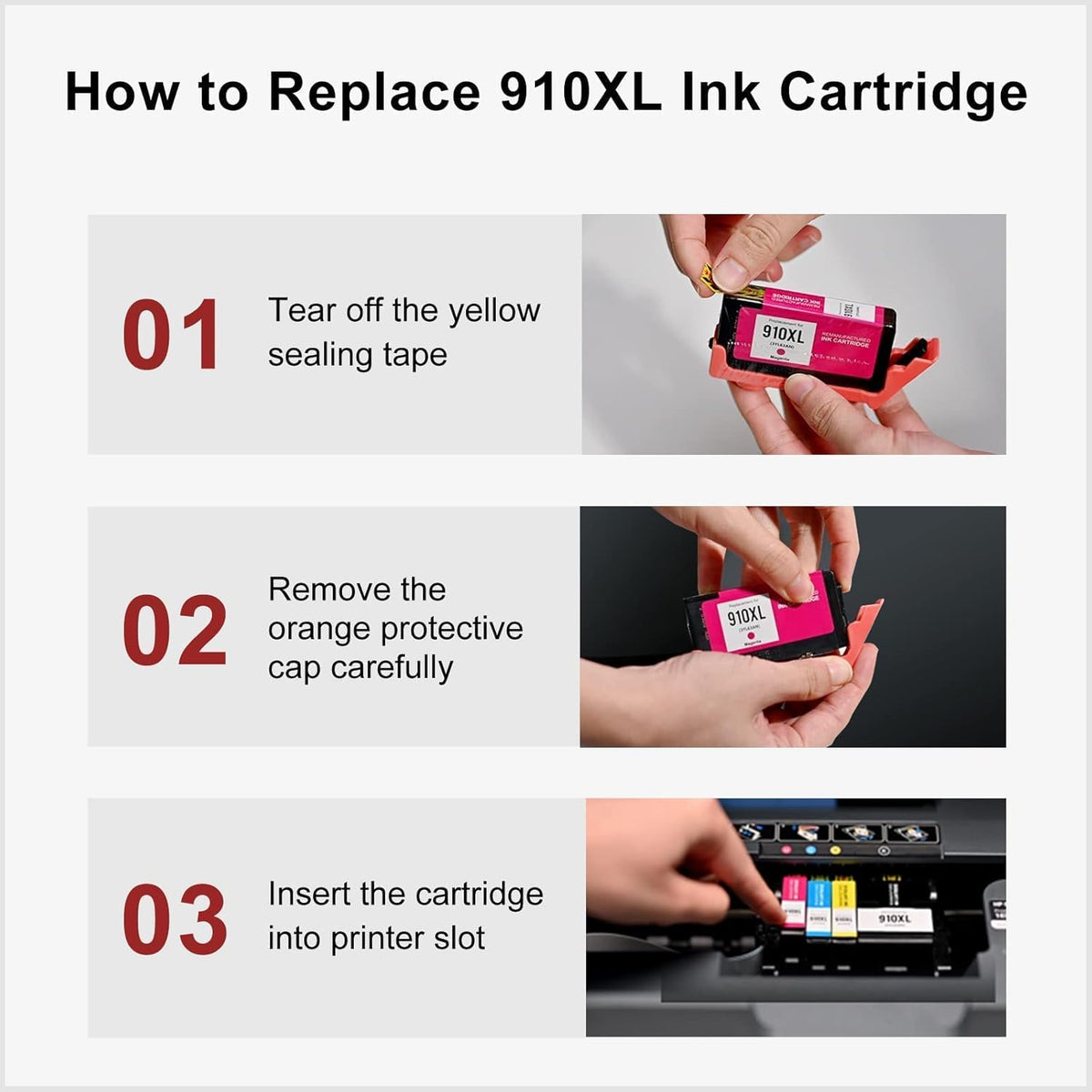 Remanufactured Ink Cartridge 4-Pack for HP 910XL Officejet Pro Q52073