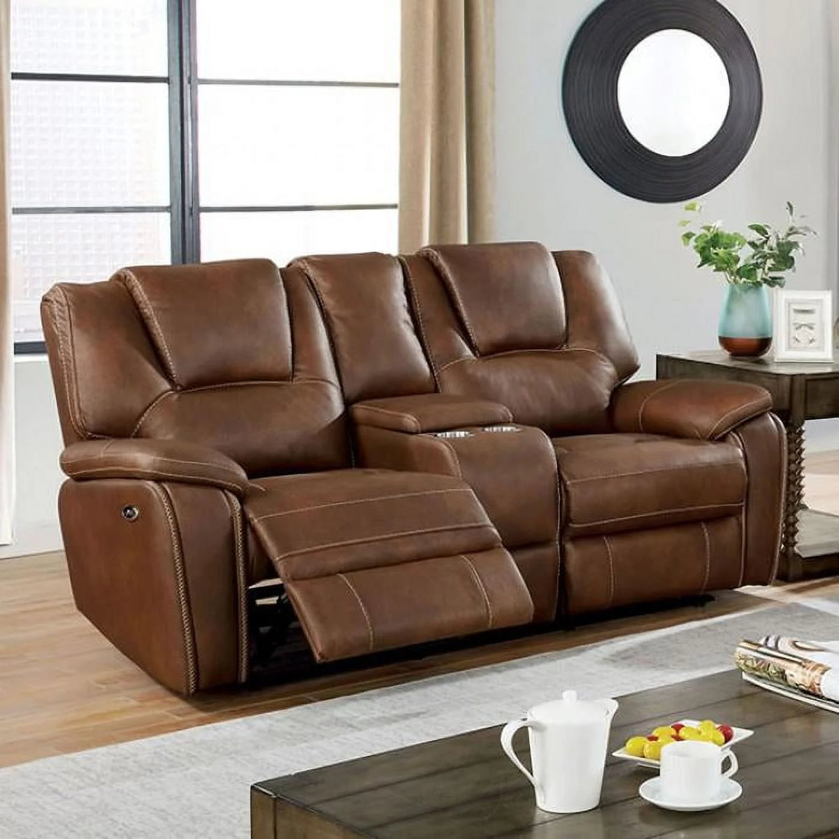 Brown Leatherette Recliner Sofa Set 2pcs M1729