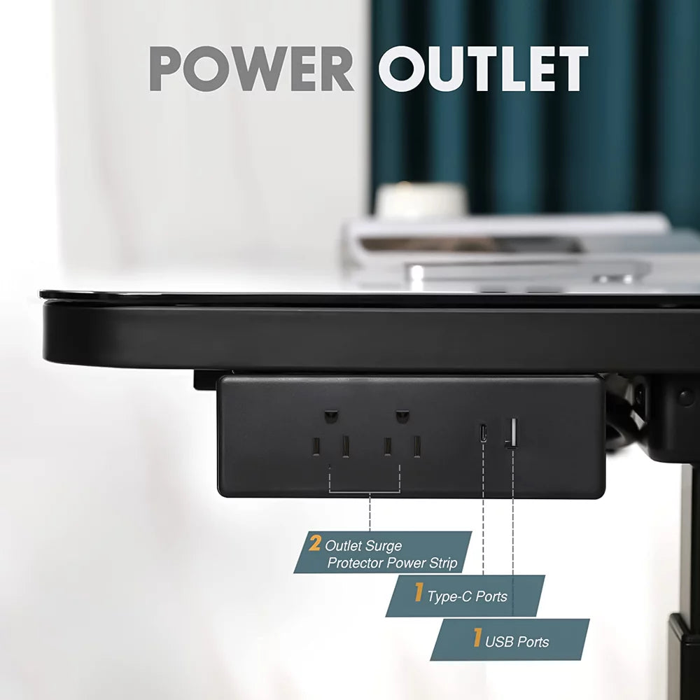 Black Glass Standing Desk S48420