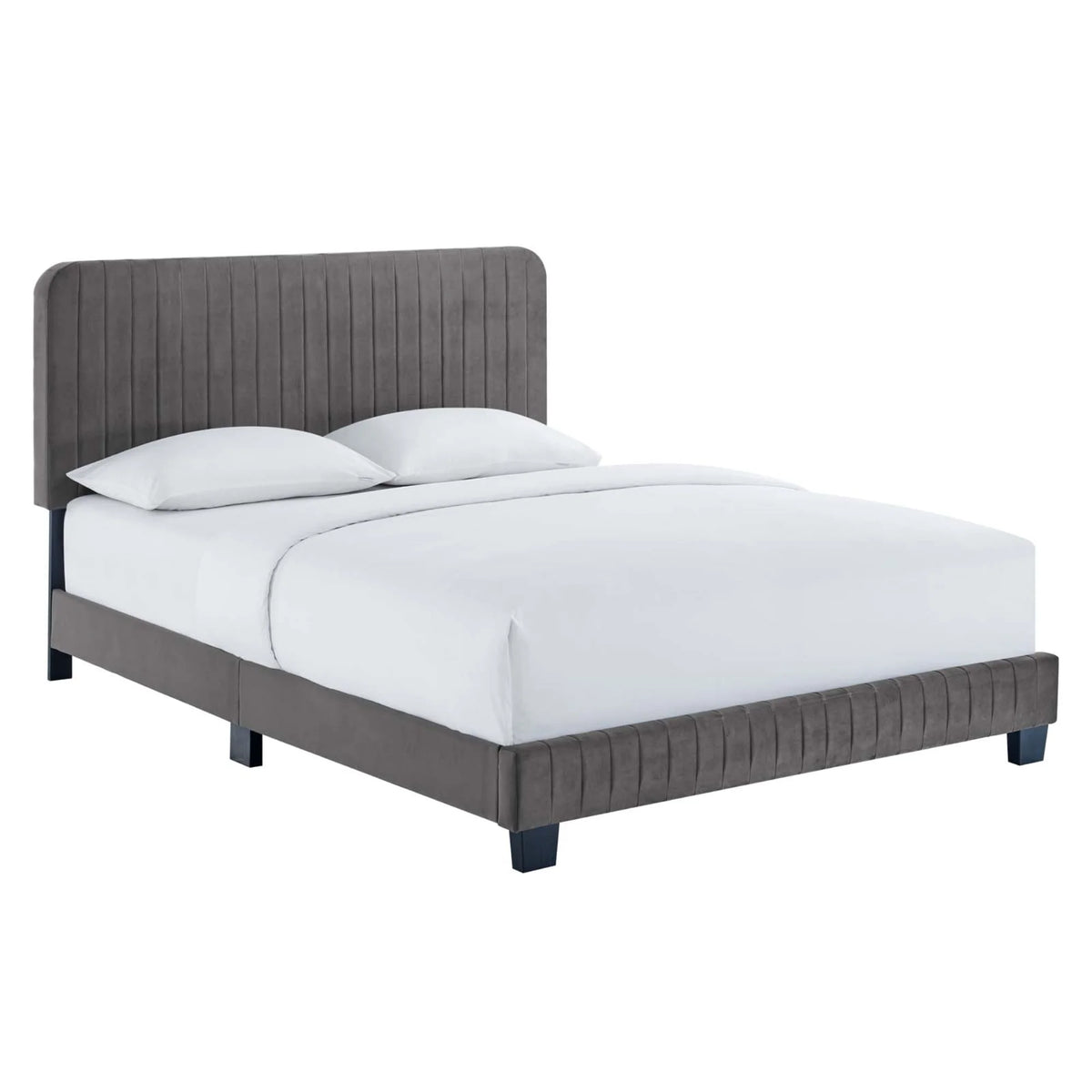 Queen Channel Tufted Performance Velvet Platform Bed W434