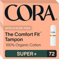 100% Organic Cotton Unscented Non-Applicator Tampons 72 Count J2454