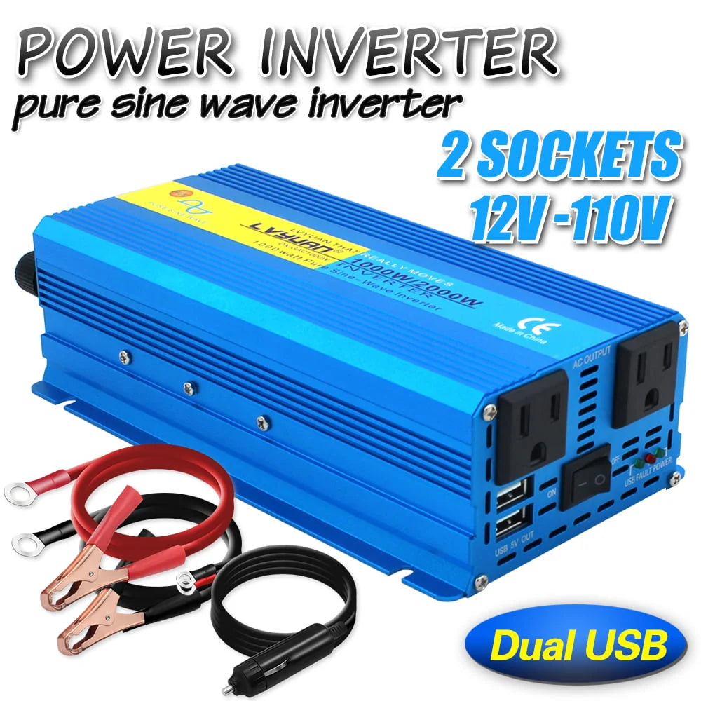 1000 Watts 2000 Watts Pure Sine Wave Power Inverter DC 12V to AC 110V 120V X450177