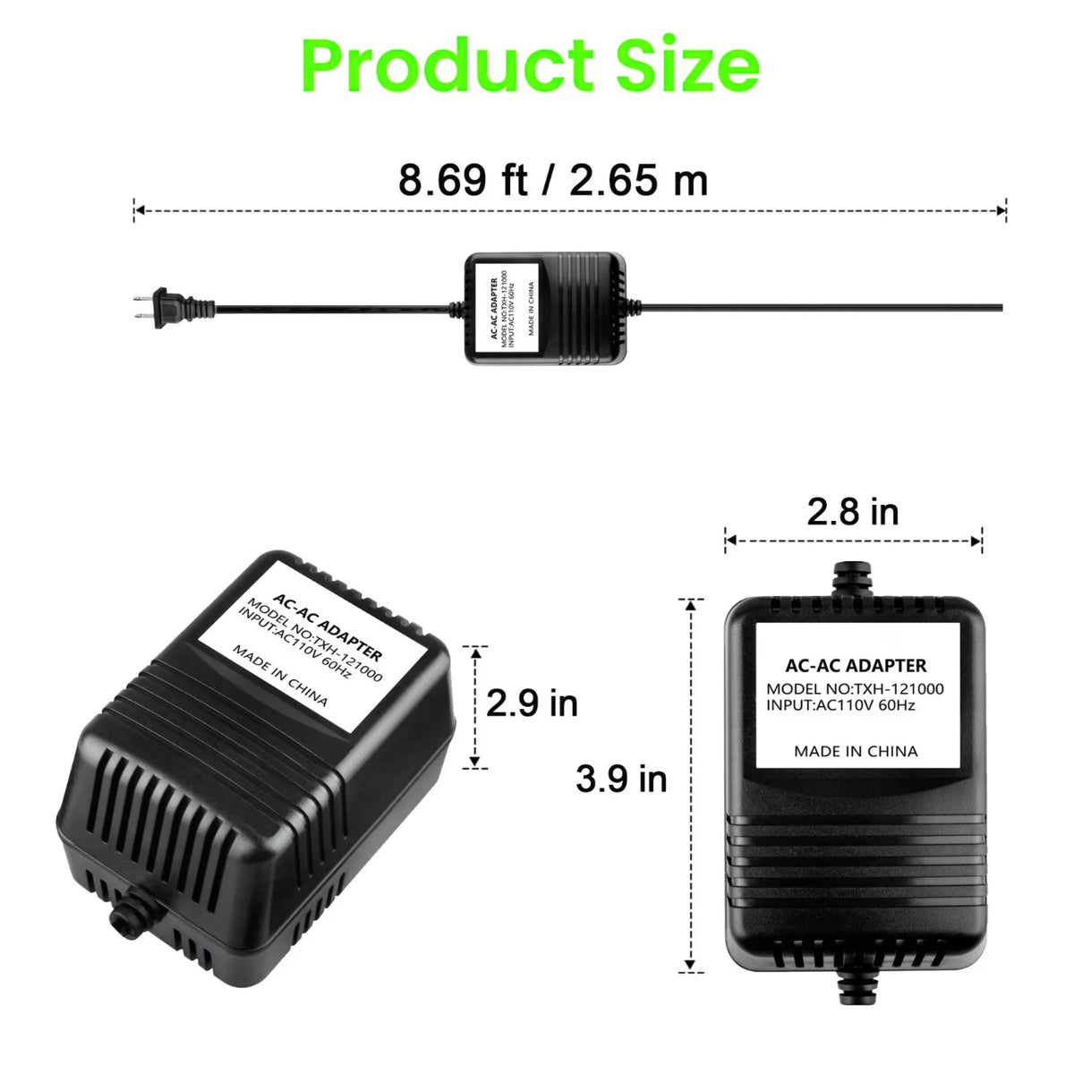 12V AC to AC Adapter Power Supply Cord Charger H6664
