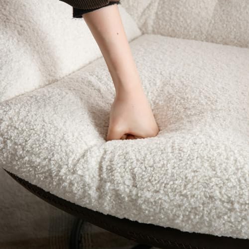 White Swivel Accent Chair with Ottoman Y562