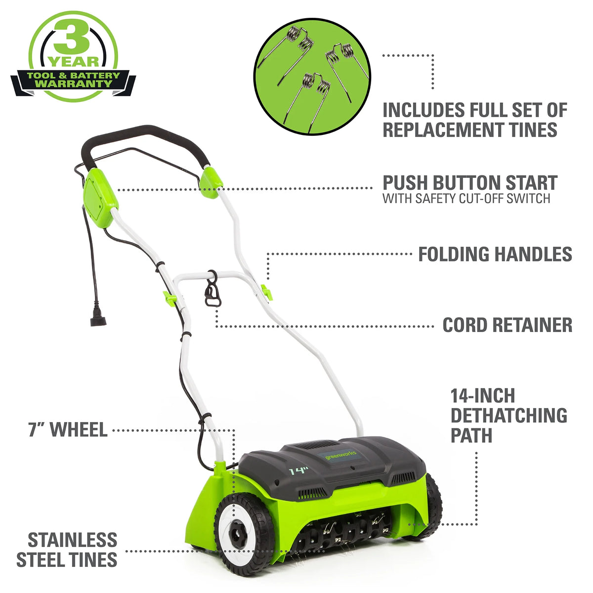 14 in. 10 Amp Corded Electric Dethatcher Z371