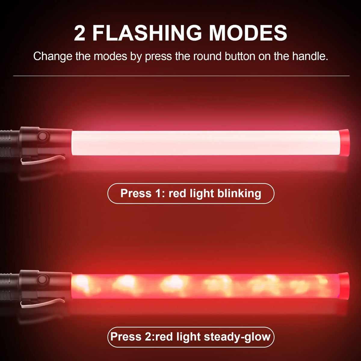 10 Pieces 21-inch Traffic Control Wand with 2 Flashing Modes S7444