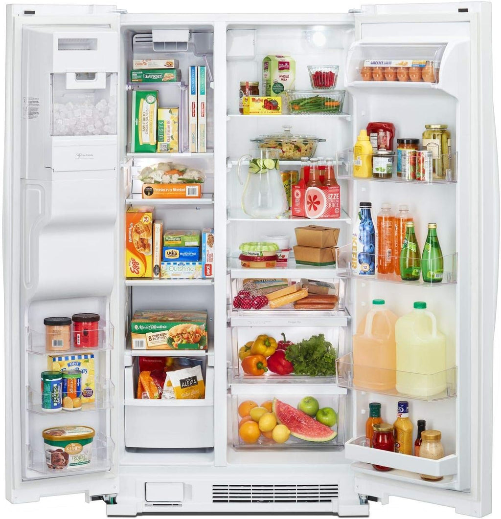 White 36 Side-by-Side Refrigerator with Ice System, 25 Cubic Ft. Total Capacity D842