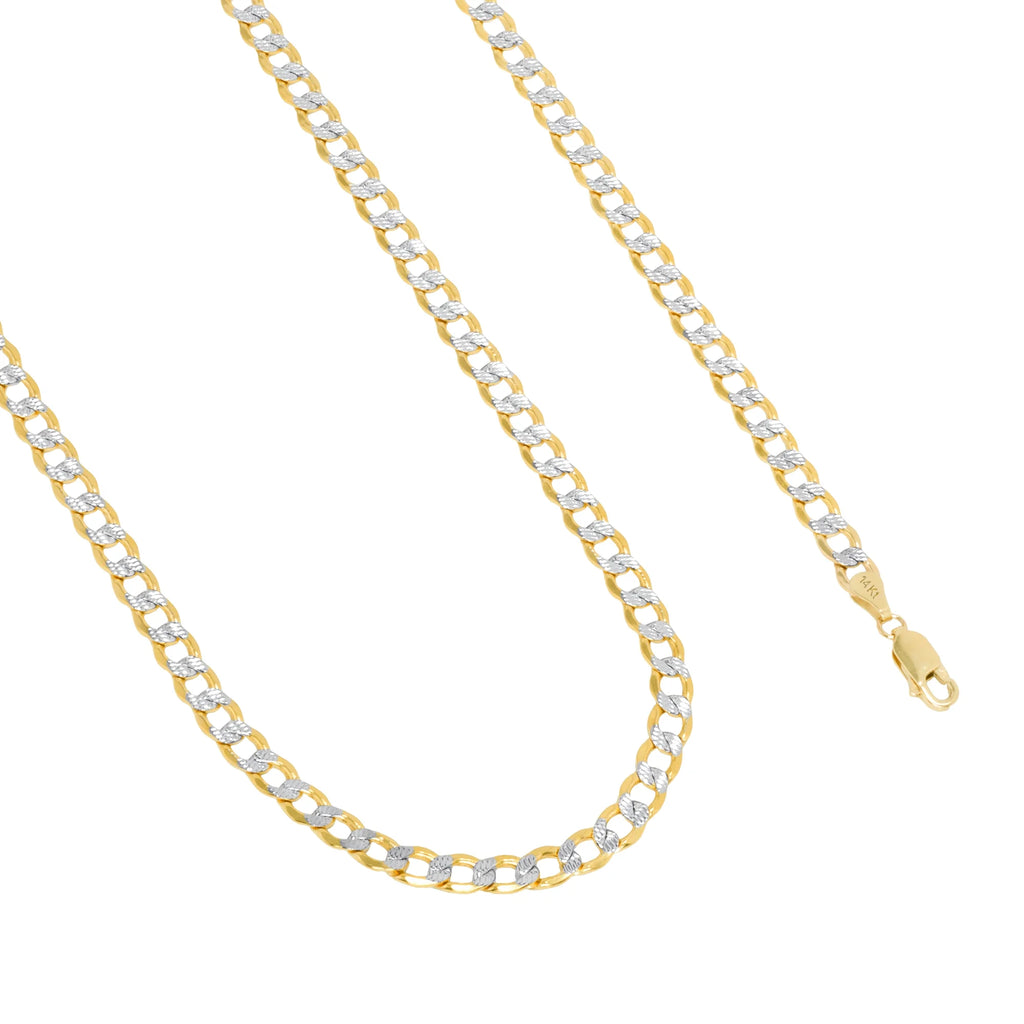 14k Yellow Gold Cuban Chain Diamond Cut Two Tone Bracelet M283686