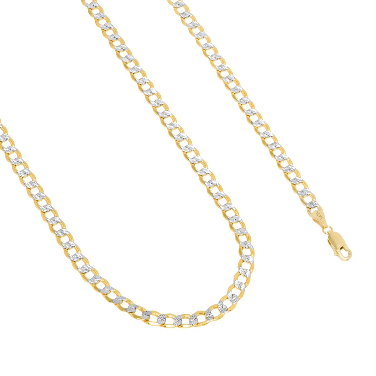 14k Yellow Gold Cuban Chain Diamond Cut Two Tone Bracelet M283686