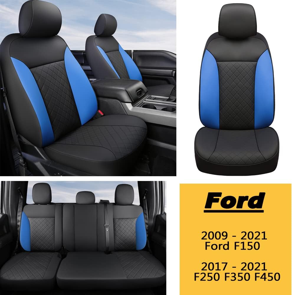 Custom Fit Car Seat Covers Full Set Black Blue U756886
