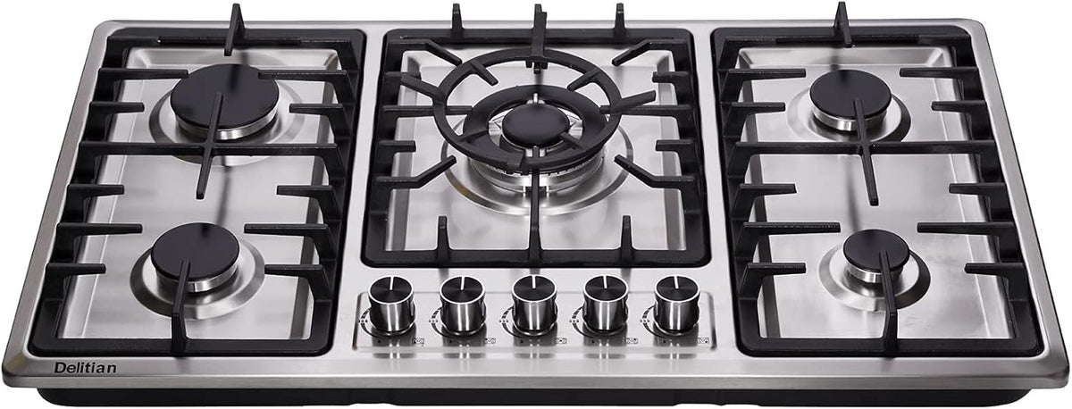 34 Inch 5 Burners Stainless Steel Gas Cooktop W1091