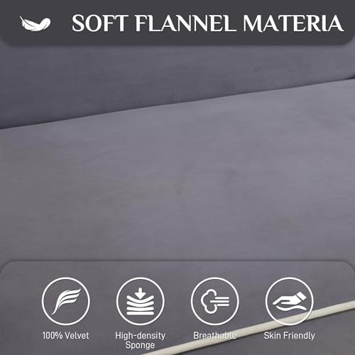 Grey 3 in 1 Convertible Sleeper Sofa with Pullout Bed Flannel 2 Seater Futon Loveseat Couch Bed W755901