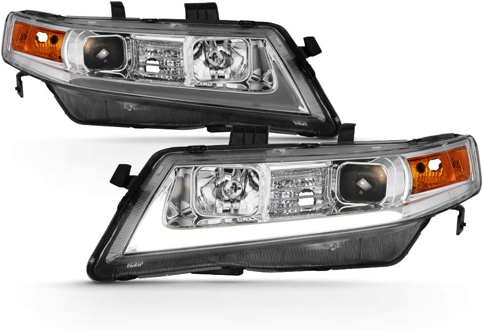LED Tube Projector Headlights Chrome Housing H6376
