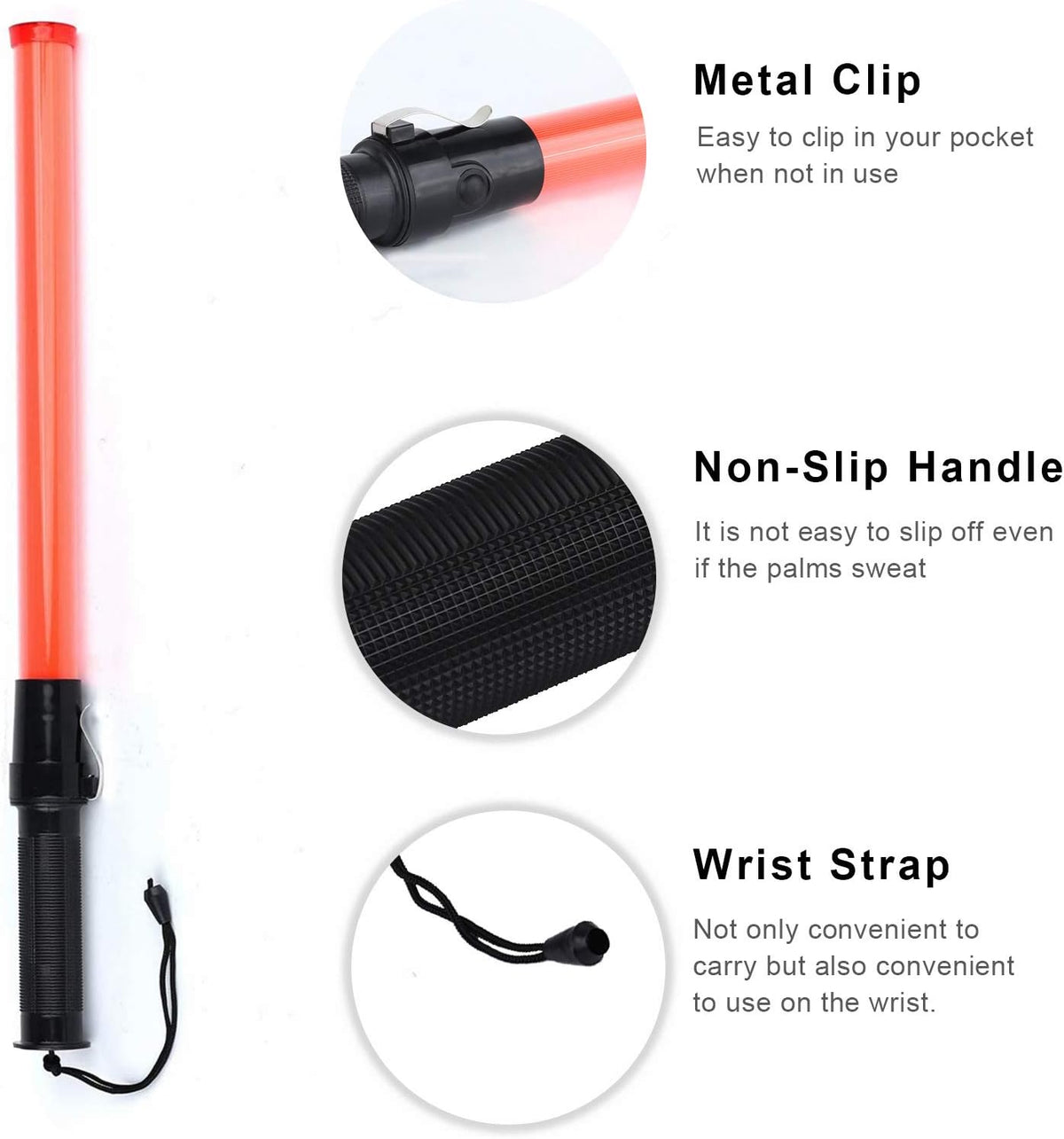 10 Pieces 21-inch Traffic Control Wand with 2 Flashing Modes S7444