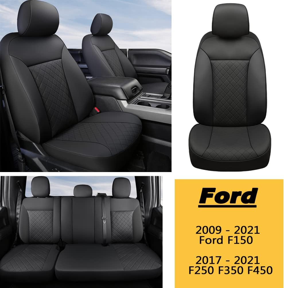 Custom Fit Car Seat Covers Full Set Black Blue U756886