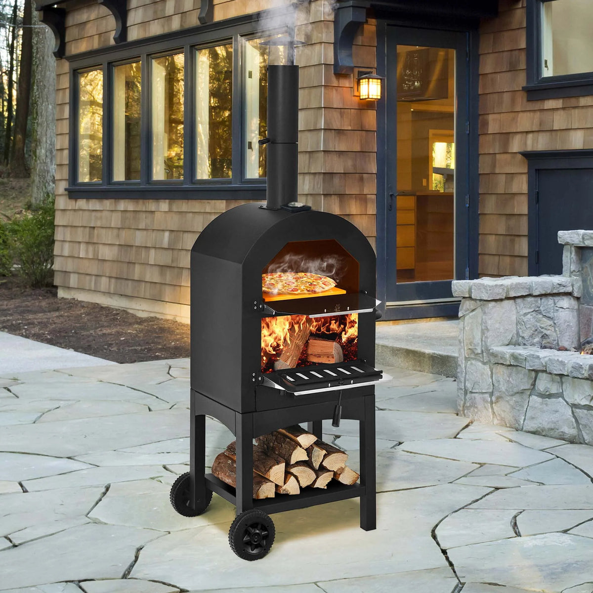 Outdoor Wood Fire Pizza Oven with Pizza Stone D400516