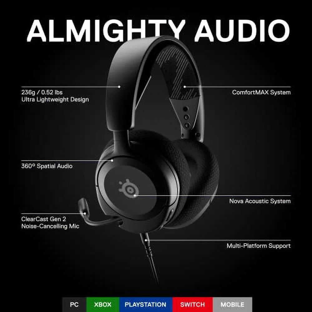 Black Wired Gaming Headset with 3.5mm Jack T4522