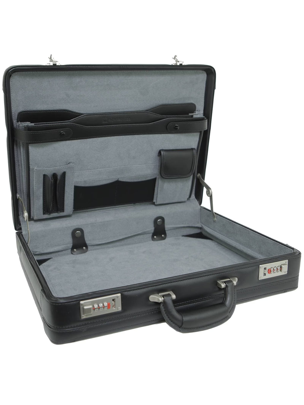 Expandable Leather Attache Briefcase Combination Locks Hard Case Z89157