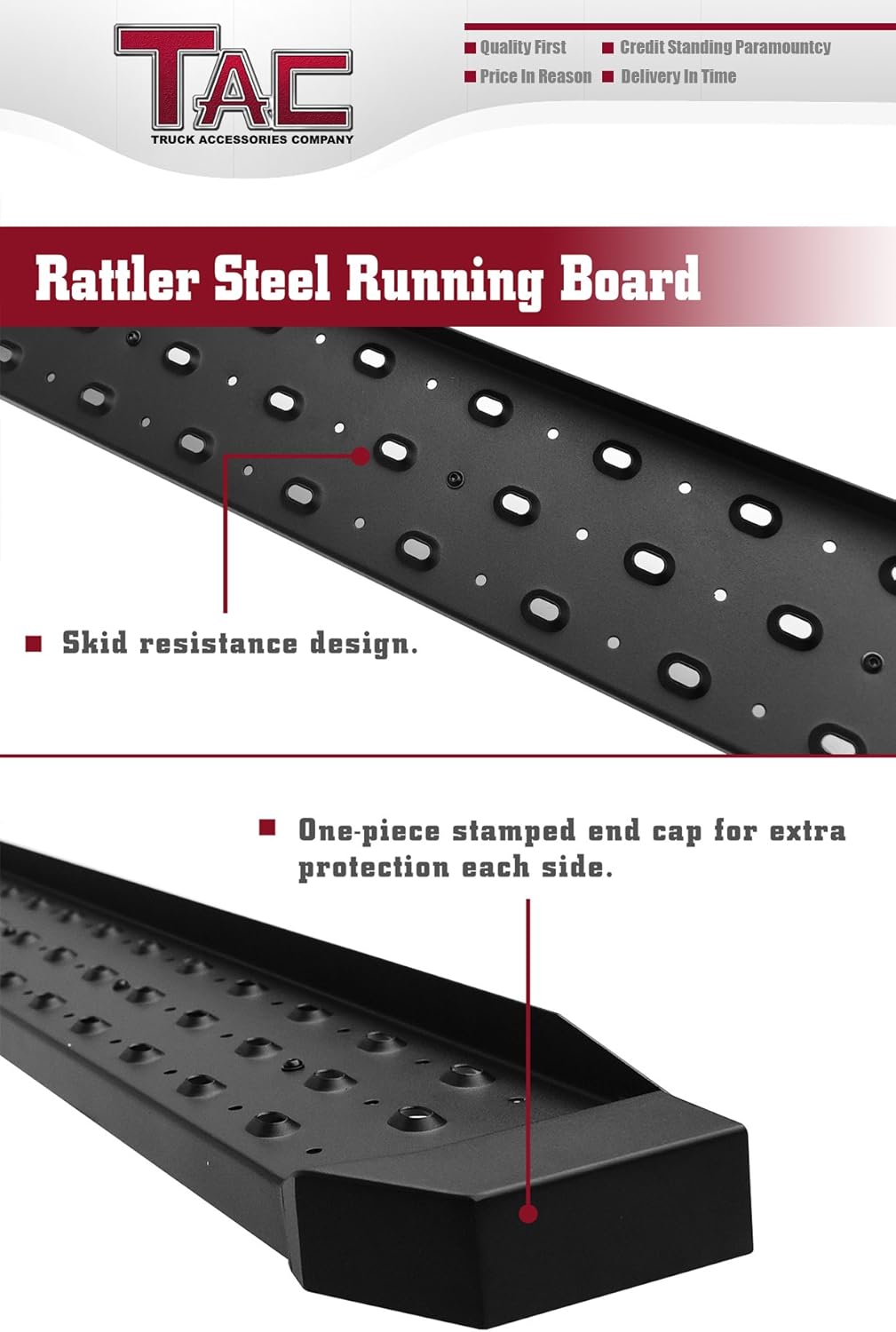 6.5" Steel Running Boards for RAM Promaster Van, Black Side Step Bars (2 Pieces) Q126