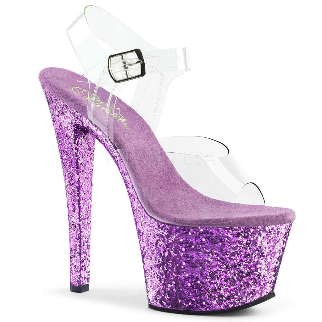 Clear Lavender Glitter Sandals E221489