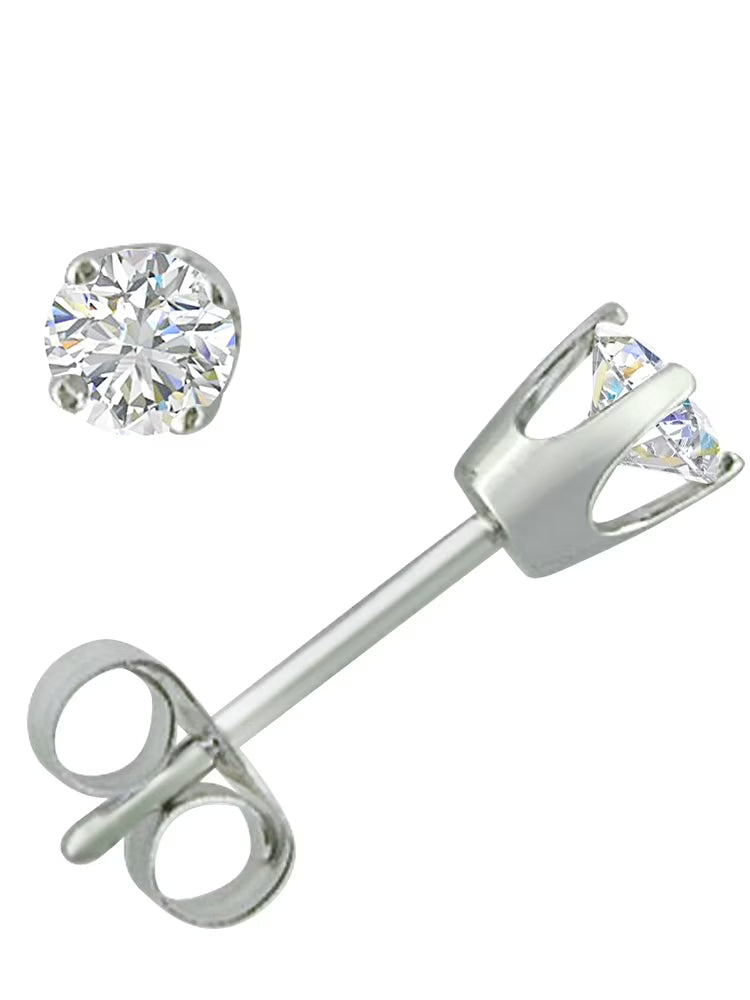 1/4ct TW Round Natural Diamond Stud Earrings in 14K White Gold Z8103