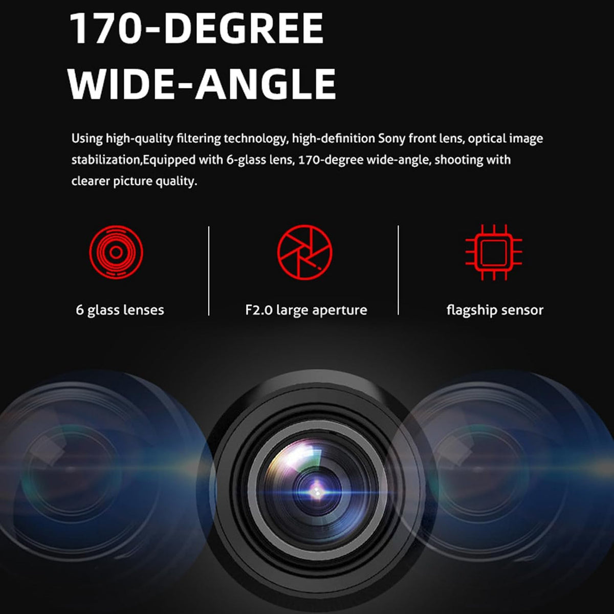 1080P FHD Front and Rear Dash Cam with 170° Wide Angle W47578