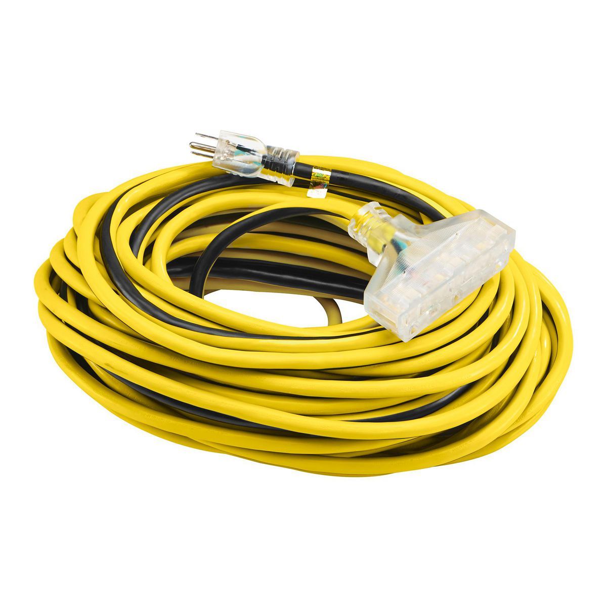 100 ft. 12/3 Gauge Multiple Outlet Extension Cord with Indicator Light, Yellow, Black R697470