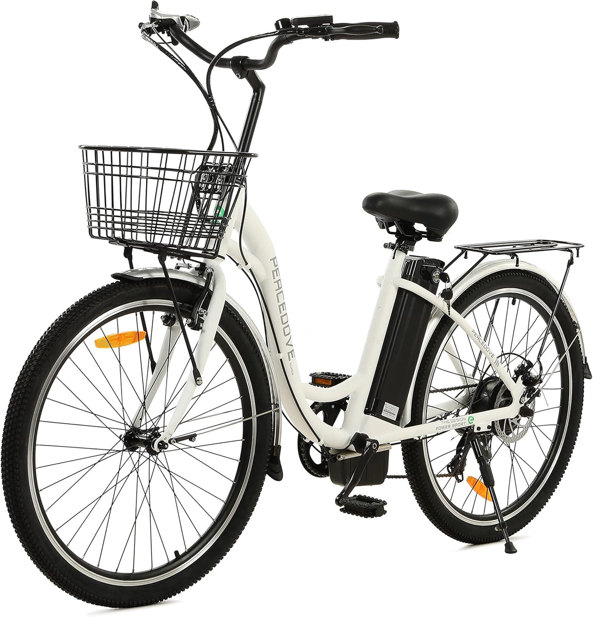26" 350W Electric Cruiser Bike with Basket Shimano 7 Speed Removable 36V 10AH Lithium Battery Q751827