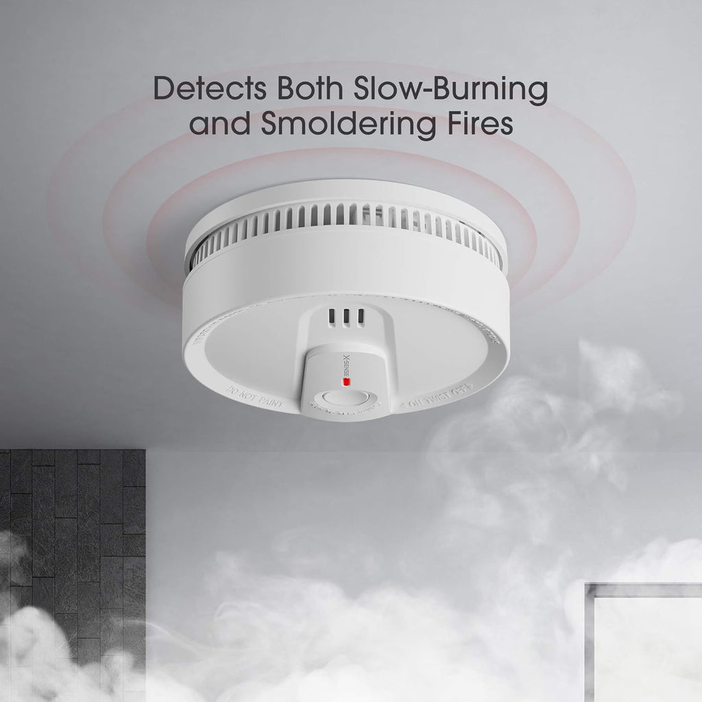 Smoke Detector Alarm, 10-Year Lithium Battery, LED Indicator, Pack of 2 Y1768