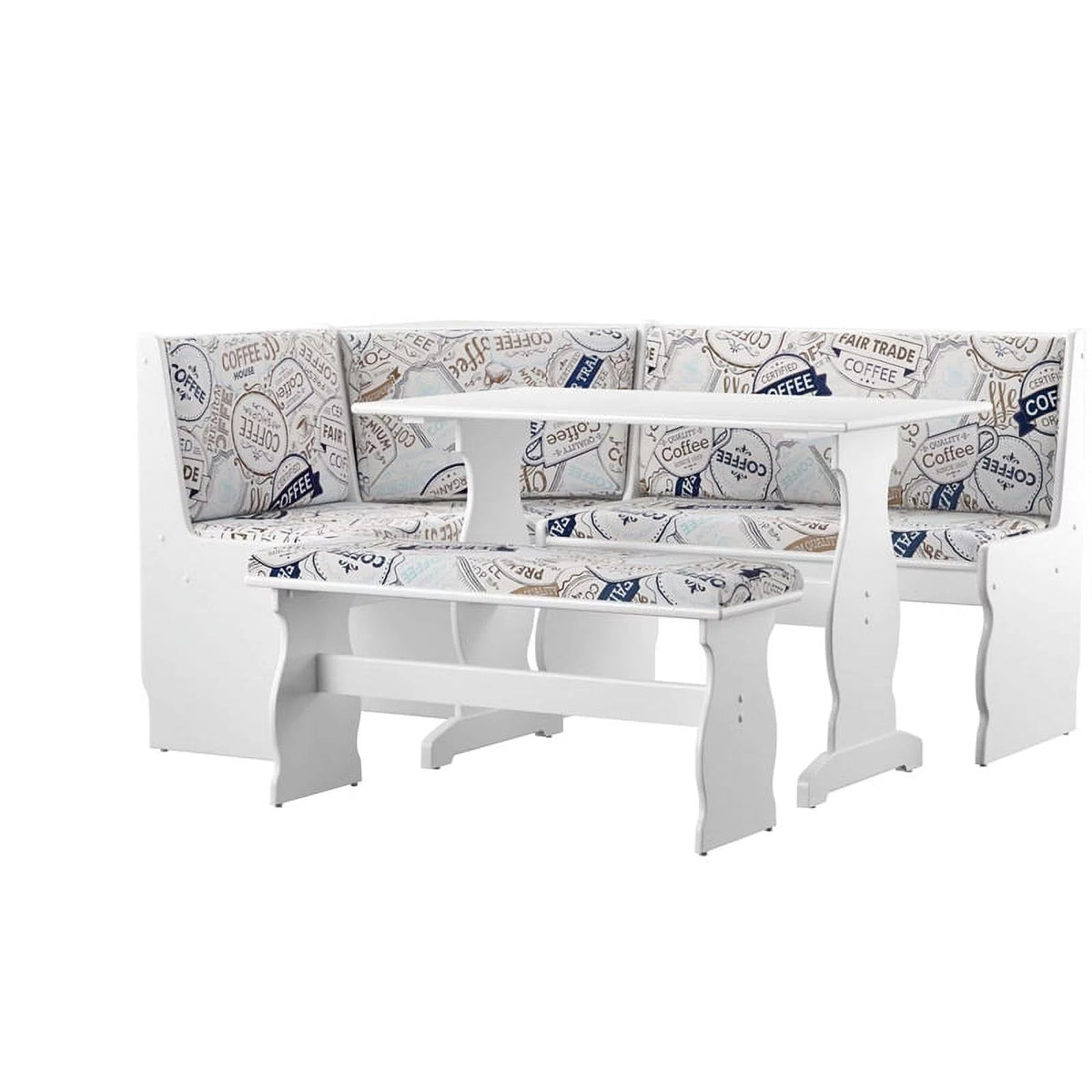 White Wood Corner Dining Set X4120