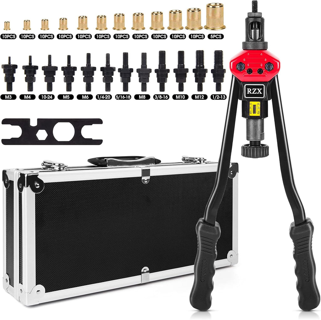 16 Rivet Nut Tool Set with 115Pcs Assorted Rivet Nuts and aluminum Carrying Case Q8580