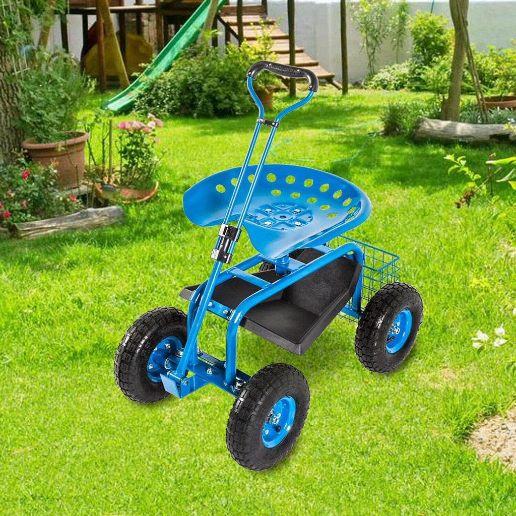 Heavy Duty Rolling Garden Cart with Extendable Steer Handle K5165