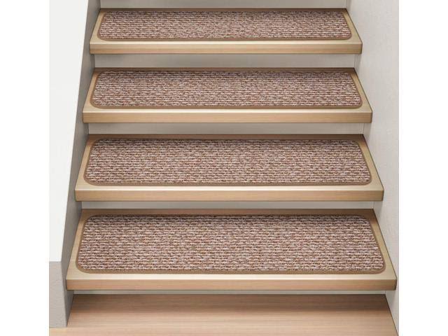 15 Pc Attachable Carpet Stair Treads Praline Brown 8 in. x 27 in. K361