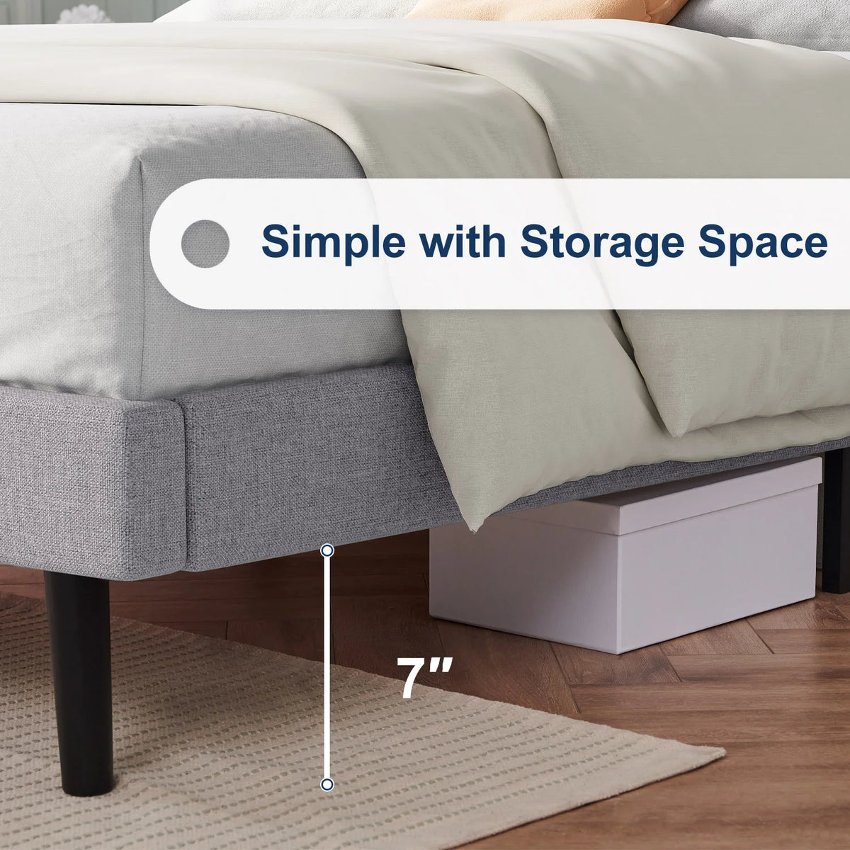 Queen Upholstered Platform Bed Frame Light Gray M23701