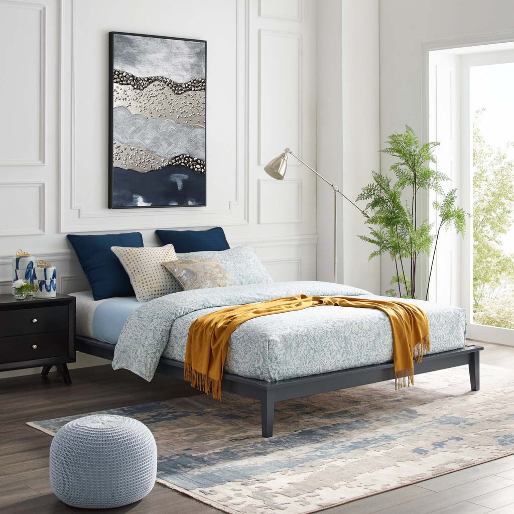 King Wood Platform Bed Frame in Gray B956305