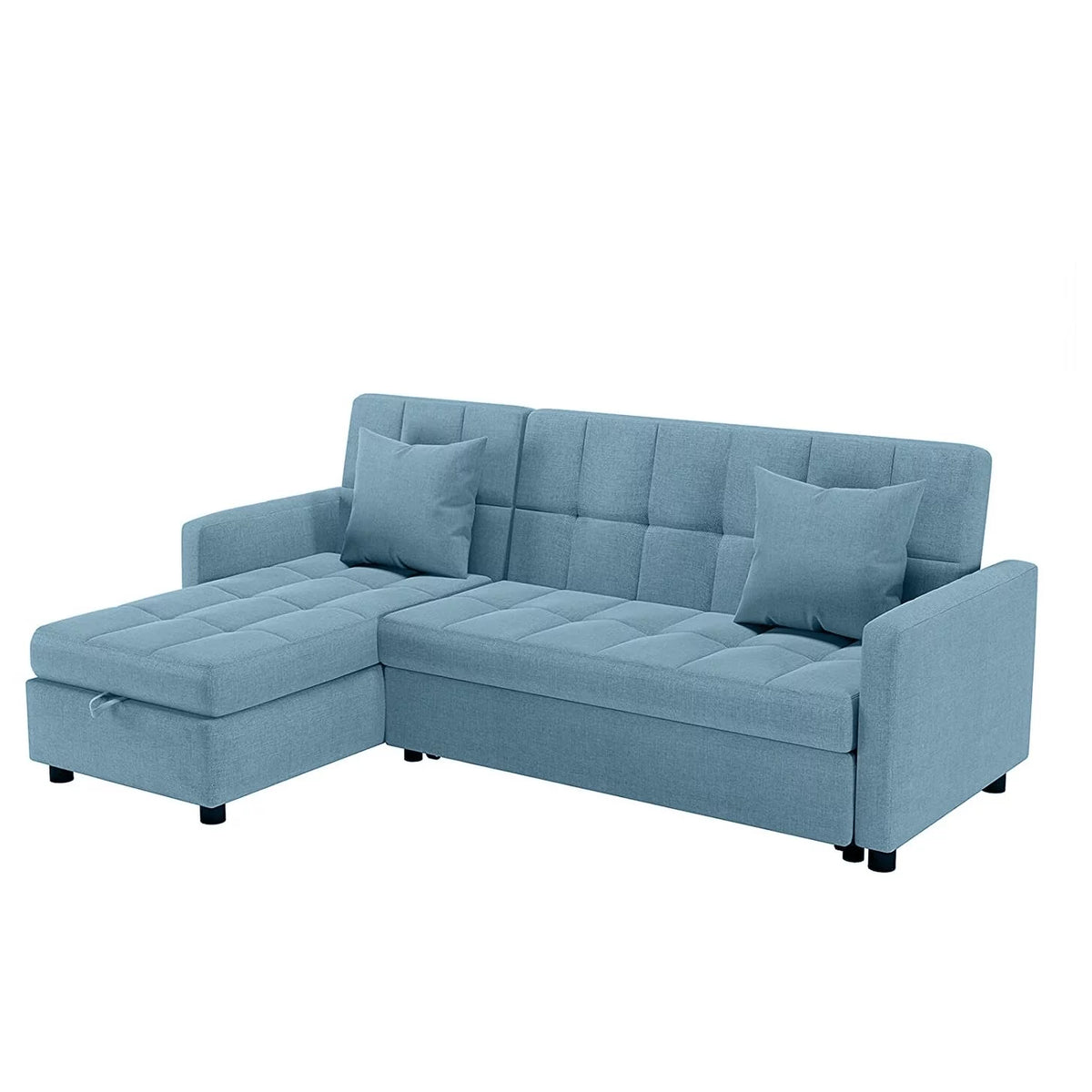 Reversible Sleeper Sectional Sofa with Storage Chaise Light Grey G9913