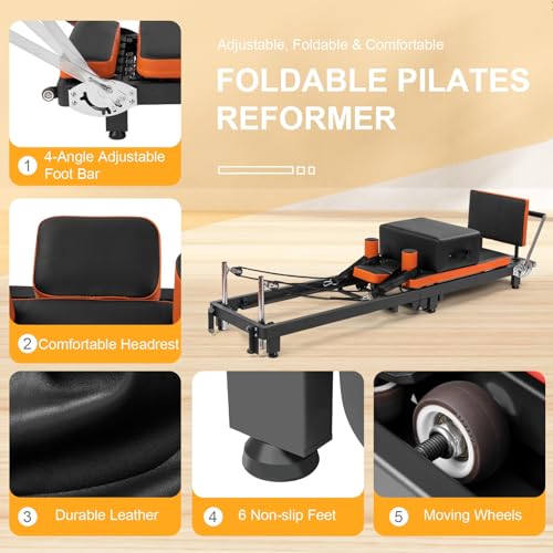 Foldable Pilates Reformer with Jump Board & Box W67482