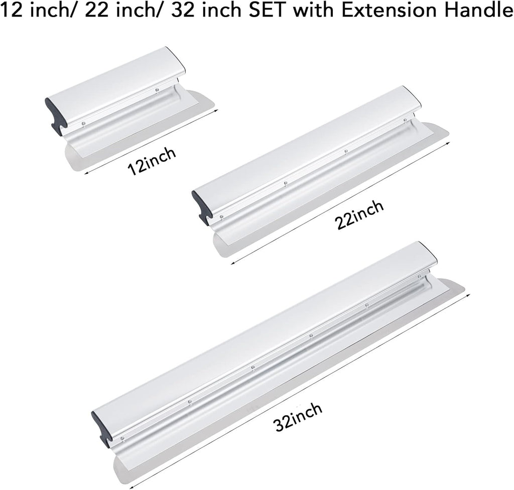 Skimming Blade Set with Extension Handle 12, 22 & 32 Blades 301 Stainless Steel J75156