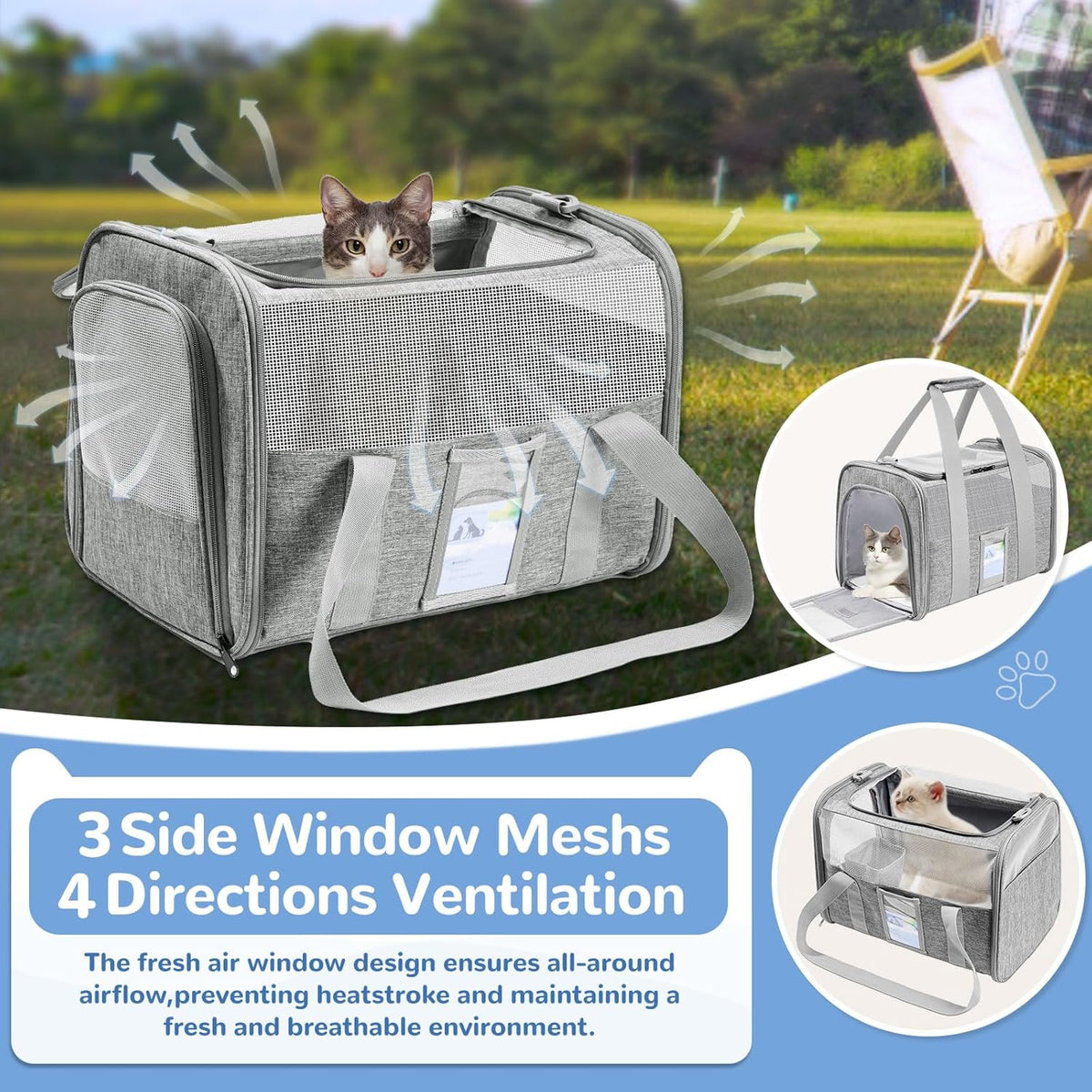 Gray Soft Sided Cat Carrier B927
