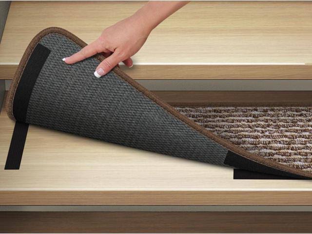 15 Pc Attachable Carpet Stair Treads Praline Brown 8 in. x 27 in. K361