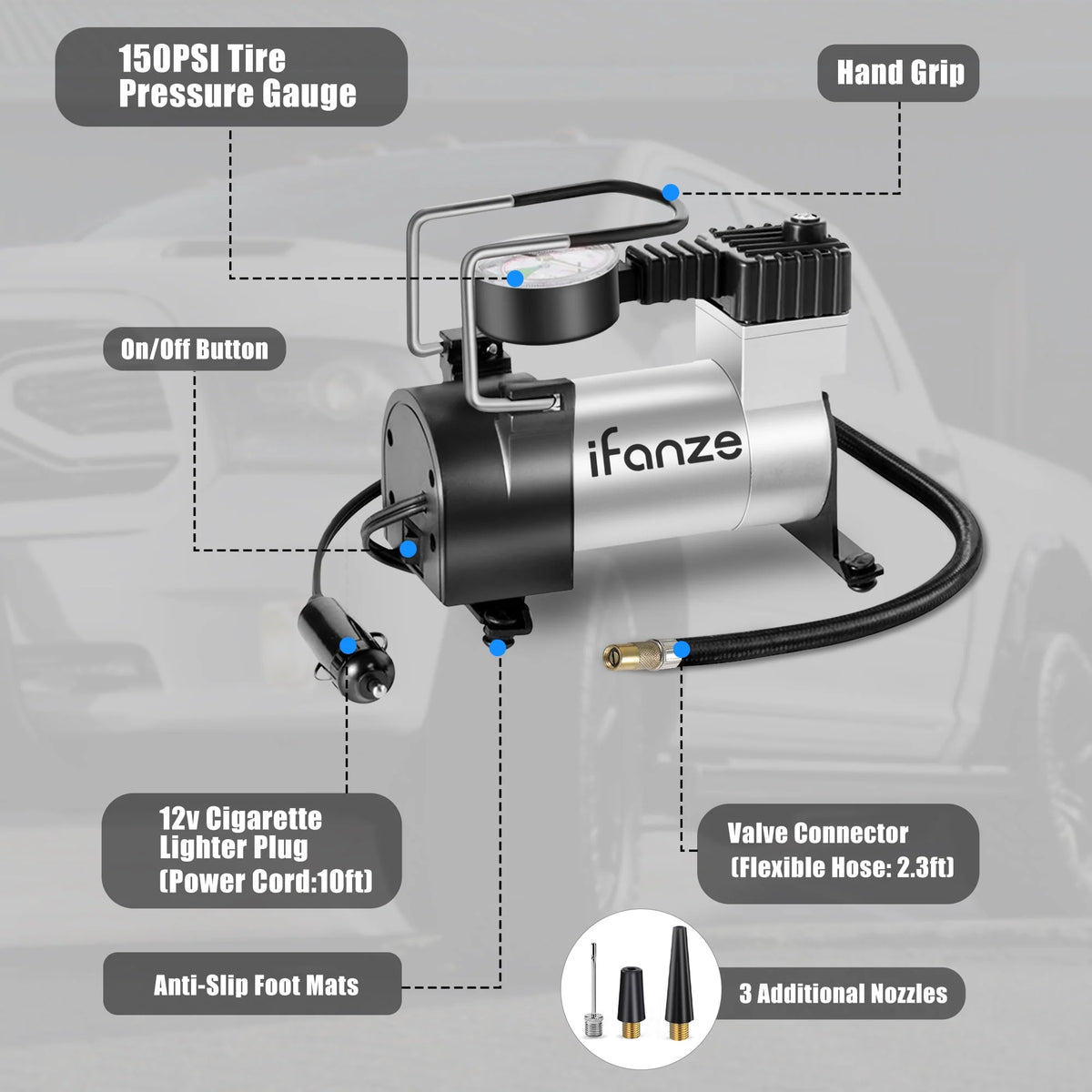 Portable Air Compressor Tire Inflator 12V E4485